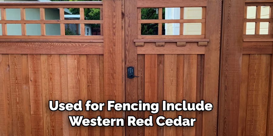 Used for Fencing Include Western Red Cedar