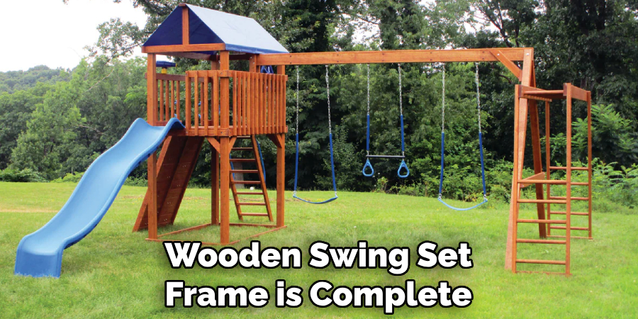 Wooden Swing Set Frame is Complete